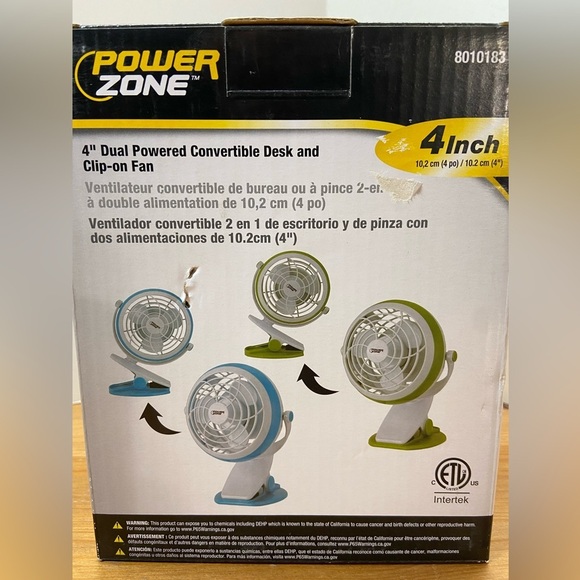 Power Zone 4" Dual Powered Convertible Fan - Picture 2 of 5